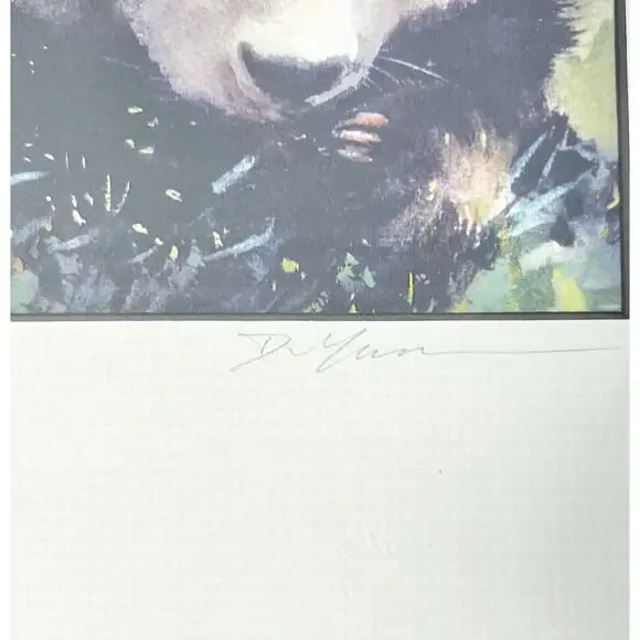 Dong Liang Yuan Set of 4 Framed & Matted Small Signed “Panda” Prints 10”X8”